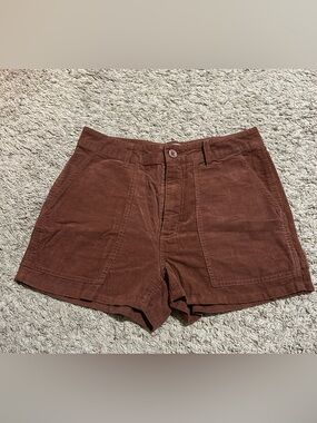 Brixton High-Waist Corduroy Shorts in Brown